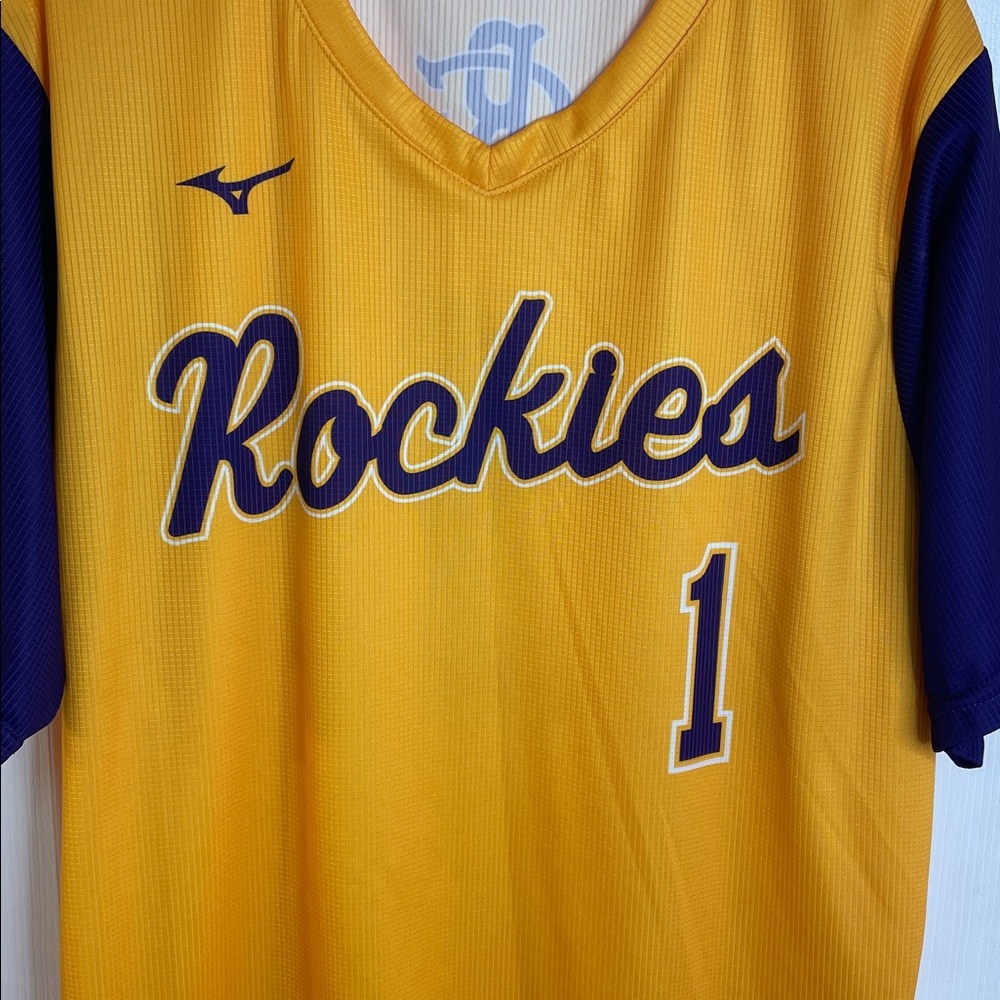 Mizuno Rockies Yellow & Purple Baseball Jersey #1